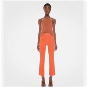 Mother the hustler ankle fray hopscotch jeans bright neon orange pink women's 33